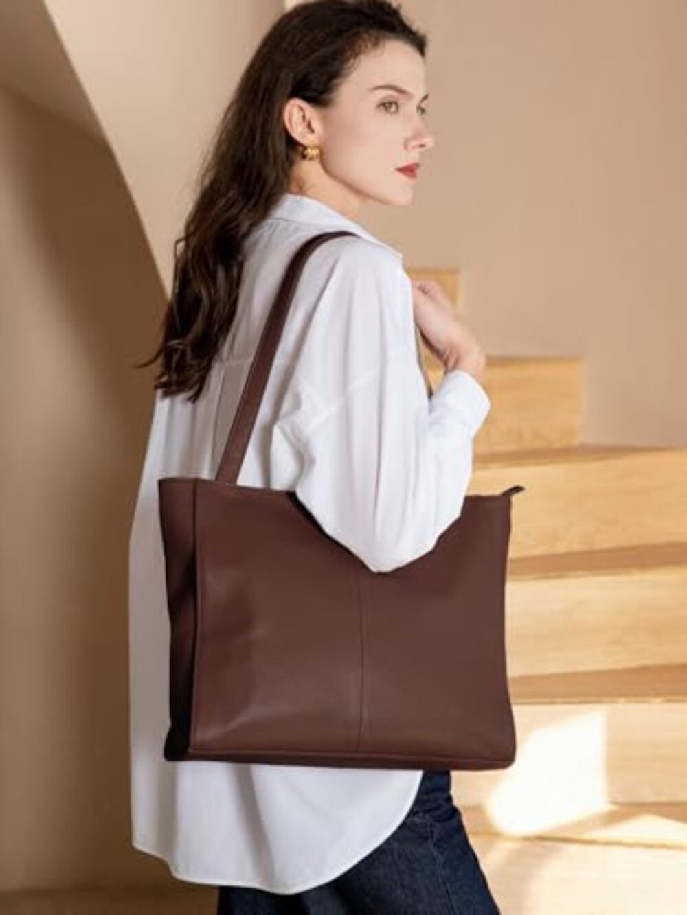 🆕 Genuine Leather Tote Bag for Women, Women's Leather Shoulder Bags Purses - Picture 2 of 4